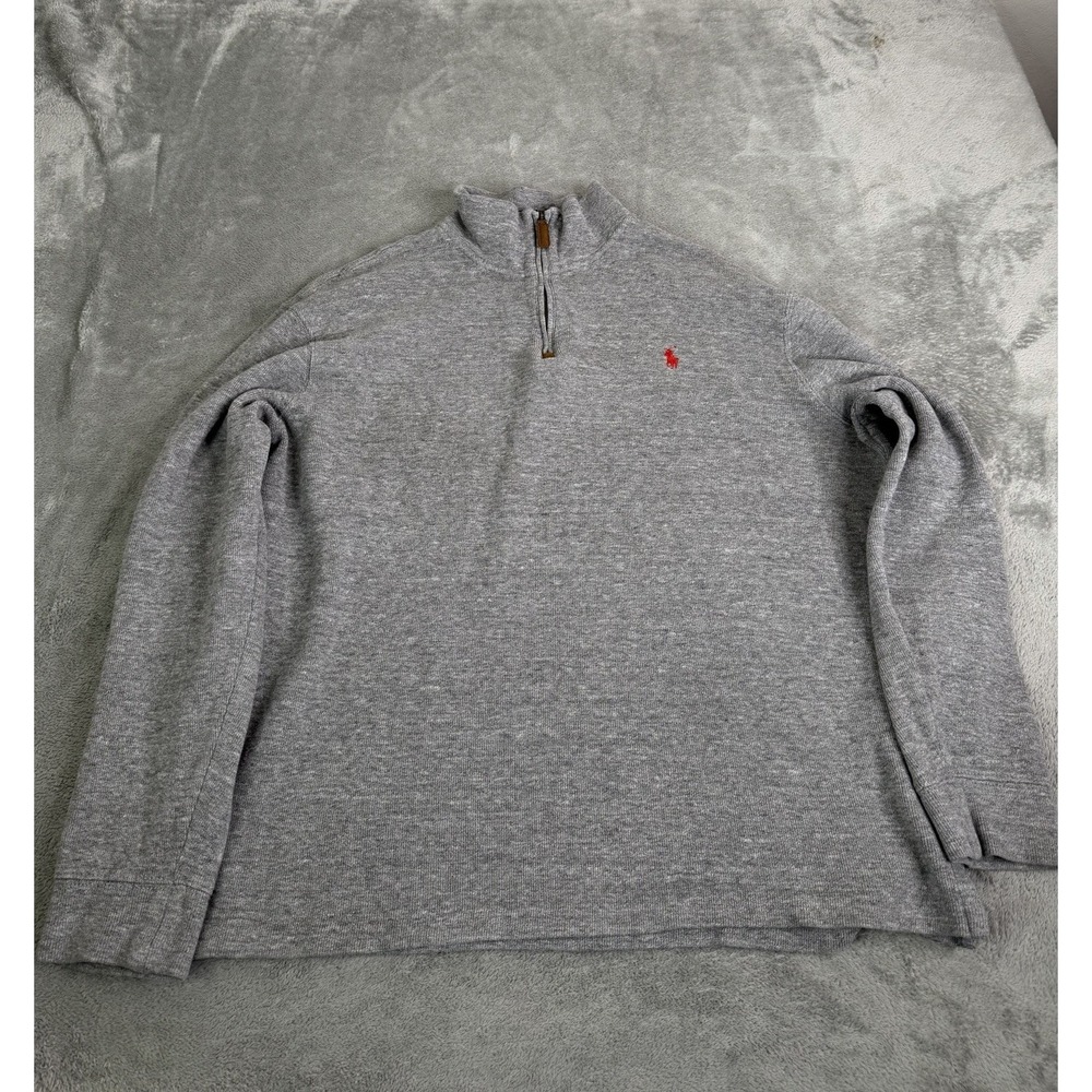 Polo Ralph Lauren 1/4 Zip Pullover Sweater Men's Size Large Gray Preppy